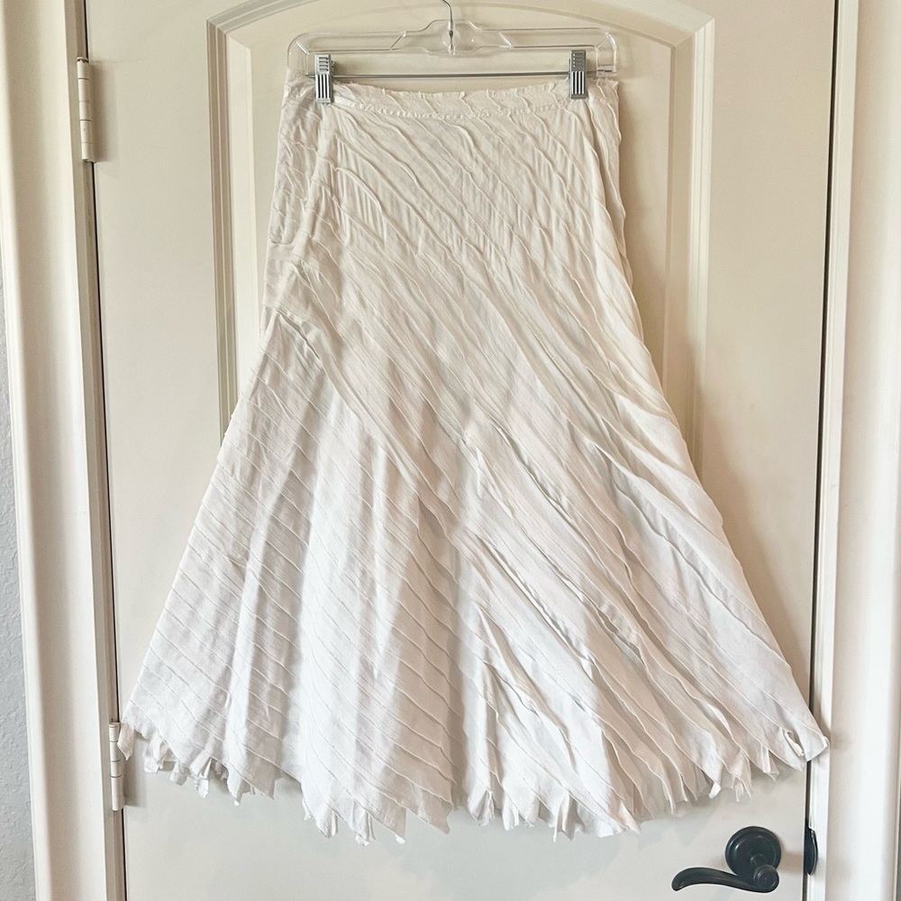 Ideology white ruffle scandi girl boho fringe skirt